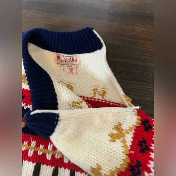 Vintage Handknit Miss Erika Ski Winter Sweater Women’s Size Small Ugly Christmas - Picture 3 of 4